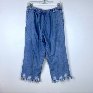 Zara Trafaluc Denim Y2K Acid Wash Wide Leg Jeans Cropped Limited Edition Size 4